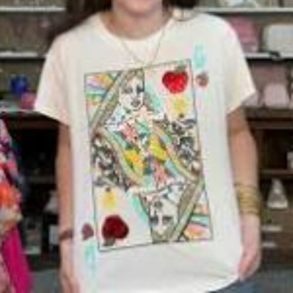 Queen Of Sparkles Women's Teacher Queen Card Tee L - Picture 2 of 2